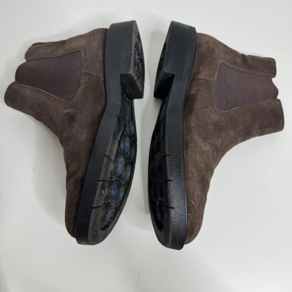 Geox D Spherica Leather Chelsea Ankle Boots EU 37 US 7 EC1 Coffee Brown Suede